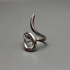 Y2K Silver Adjustable Ring Unisex Vintage 2000s Jewelry Minimal Style